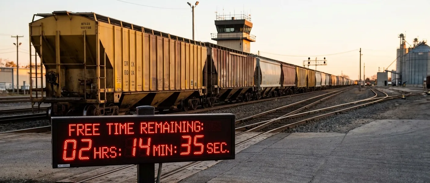 Railcar free-time countdown for demurrage prevention