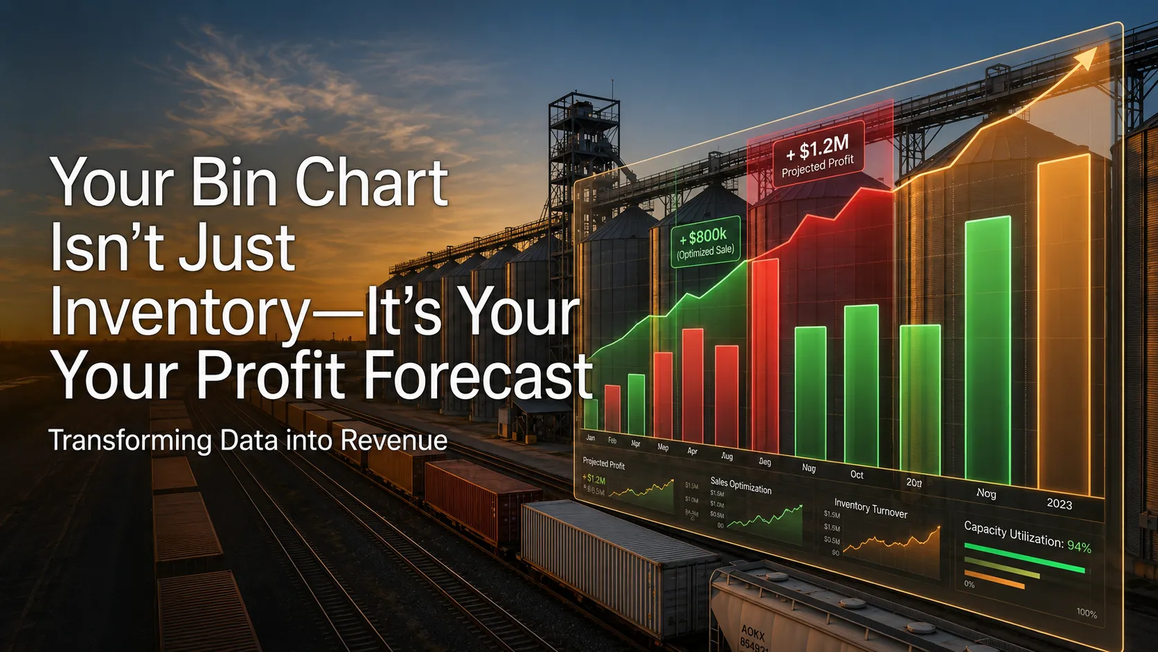 Grain bin chart used for inventory planning and profit forecasting